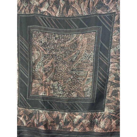 Ladies Scarf 100% Silk Hand Painted & Hand Rolled Brown 31in x 29.5in Abstract - Picture 2 of 7